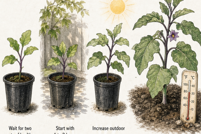 Four steps to hardening off eggplant seedlings to prevent sun scorch