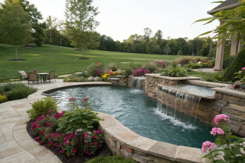 Picture of 15+ Stunning Pool Waterfall Ideas to Transform Your Backyard