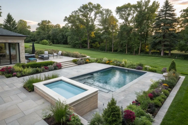 13+ Stylish Pool and Hot Tub Combo Design Ideas