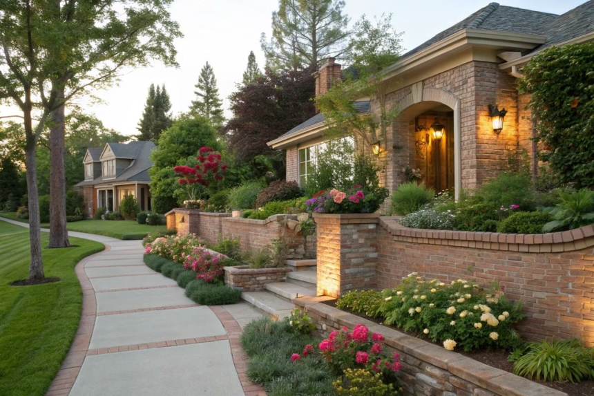17+ Stunning Front Garden Brick Wall Design Ideas