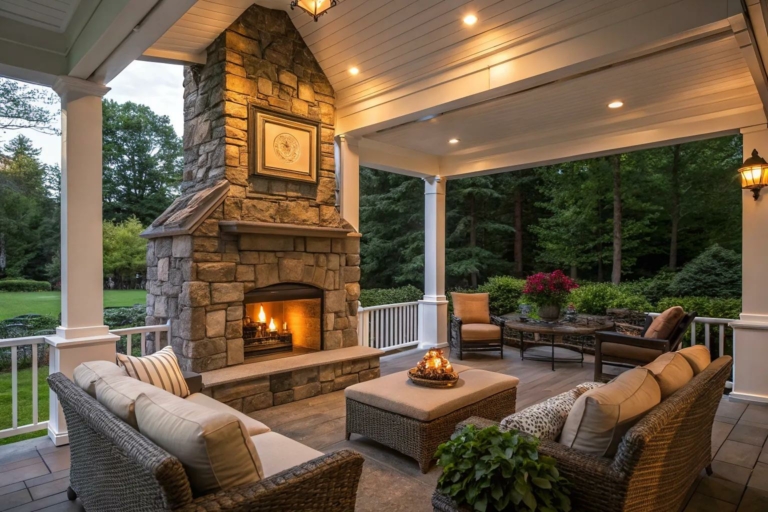 16+ Inspiring Porch Fireplace Ideas