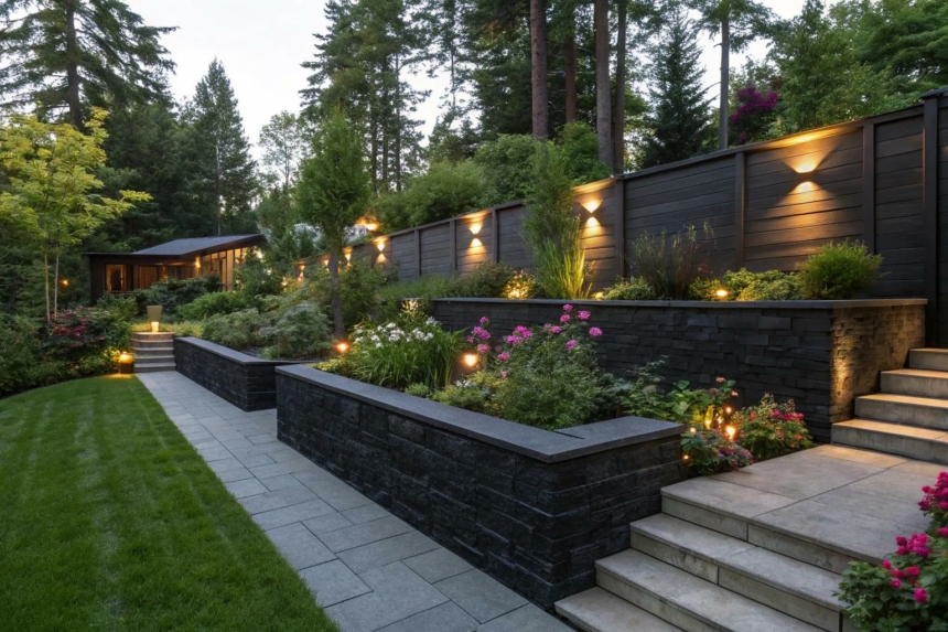 9+ Stylish Black Retaining Wall Ideas
