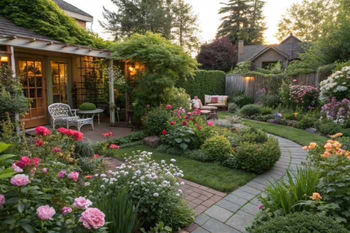 View of 19+ Charming Small Backyard Flower Garden Ideas