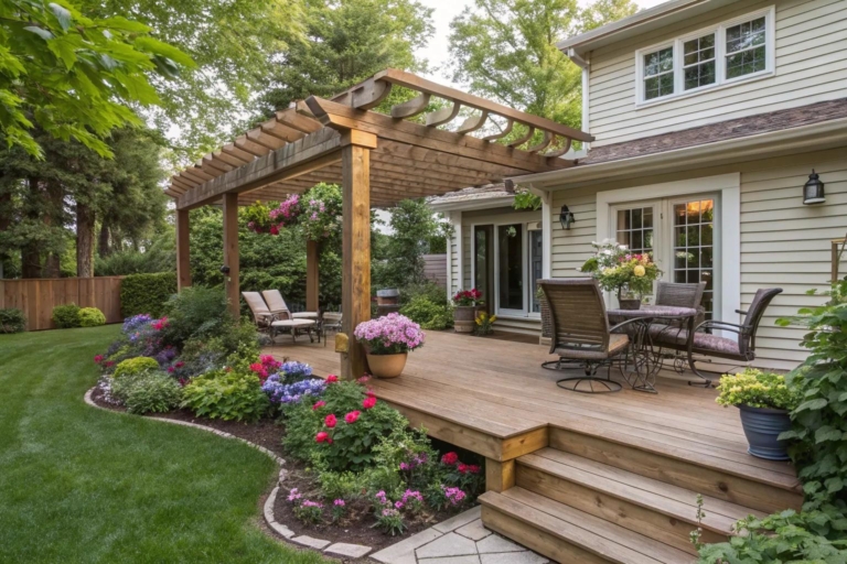 11+ Inspiring Raised Deck with Pergola Ideas