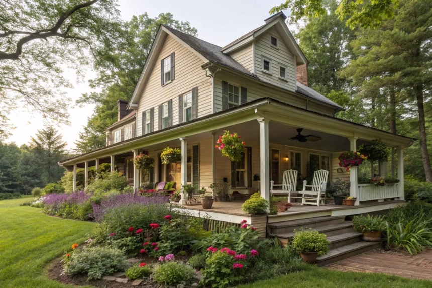 19+ Charming Farmhouse Wrap Around Porch Ideas