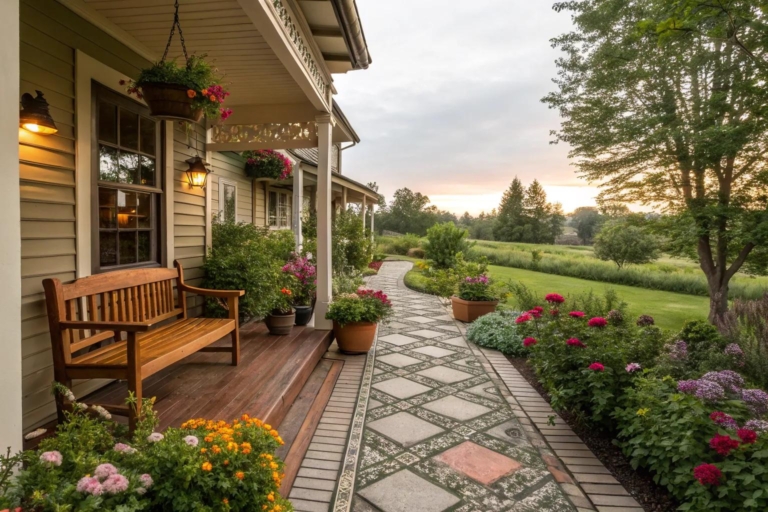 18+ Charming Cobblestone Walkway Ideas