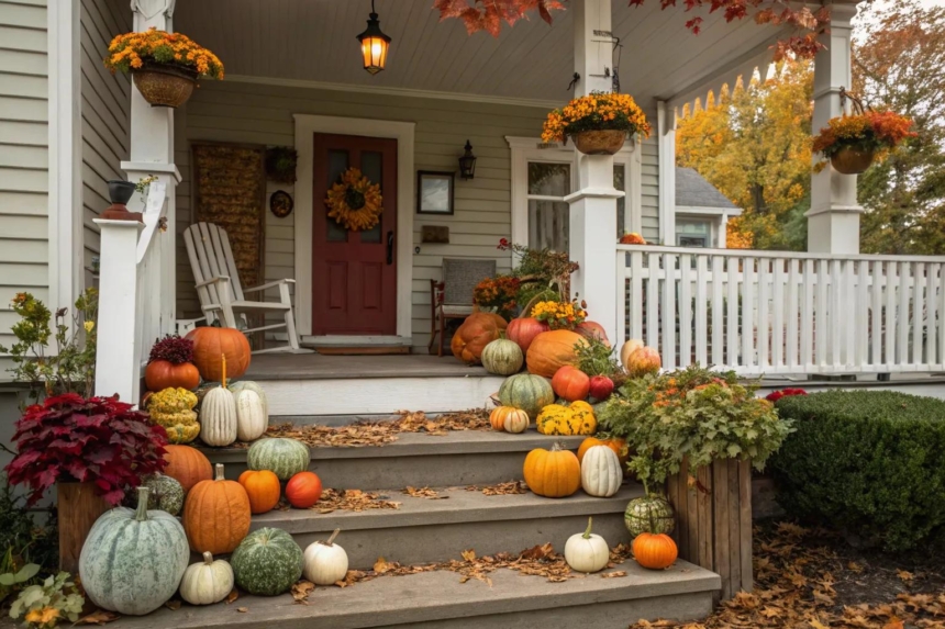 14+ Cozy Front Porch Outdoor Fall Decor Ideas