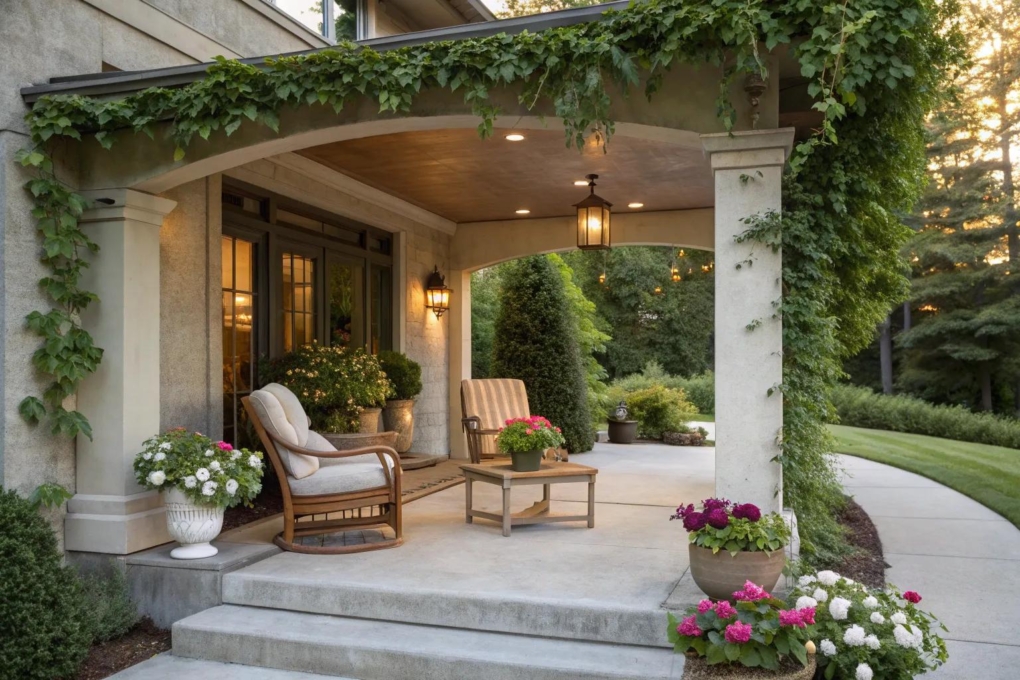 18+ Inspiring Small Concrete Front Porch Ideas