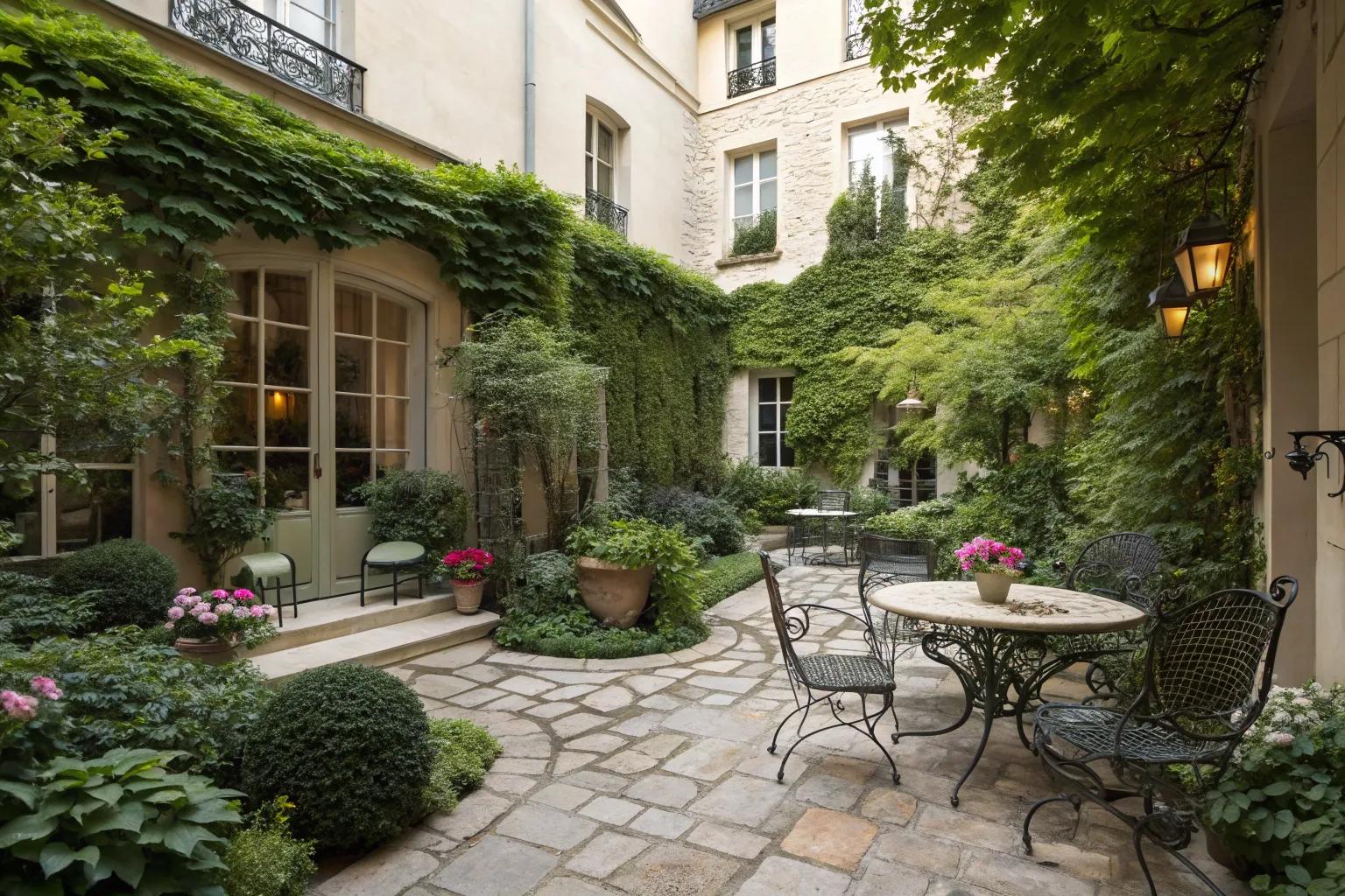 17 Charming Small French Courtyard Garden Ideas