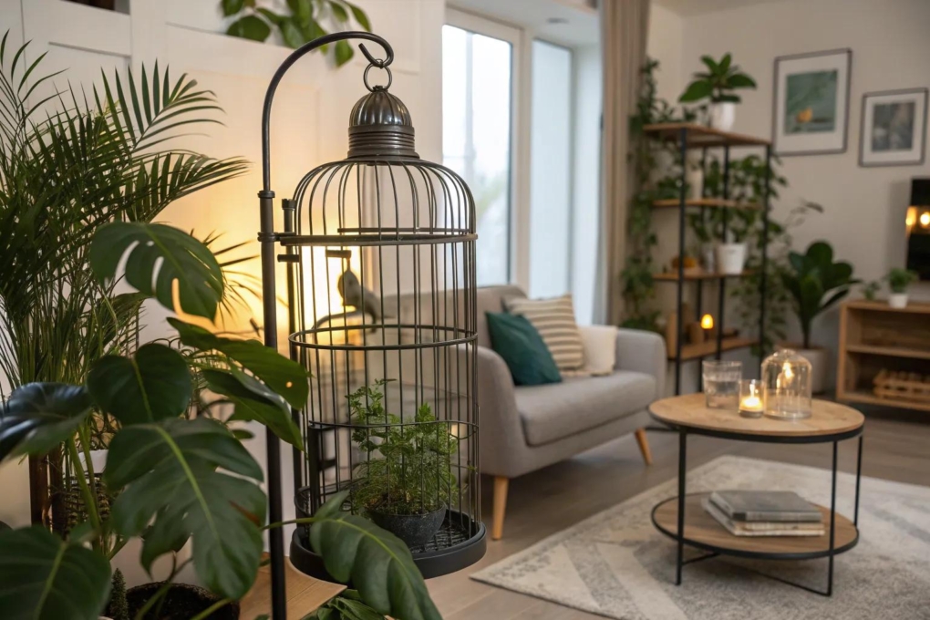 View of 16+ Creative Bird Cage Stand Ideas for Your Home