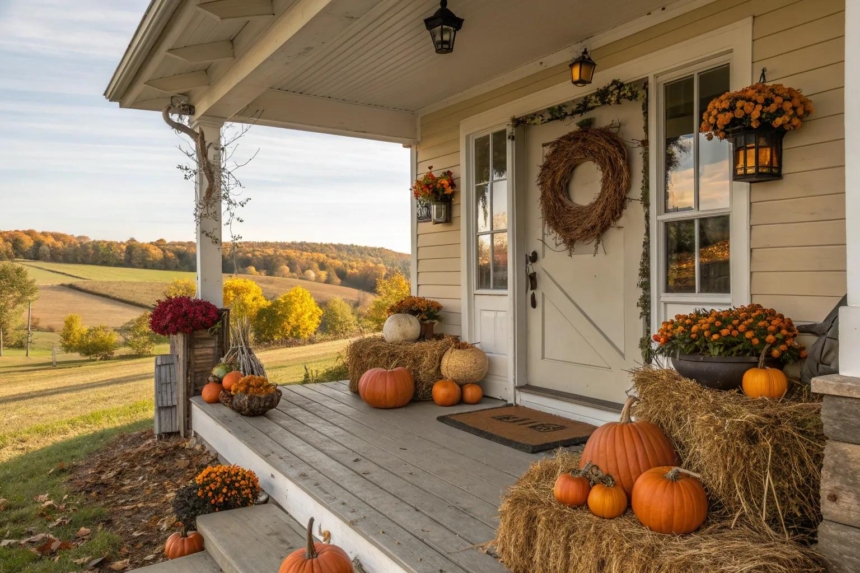 18+ Cozy Farmhouse Fall Porch Decor Ideas