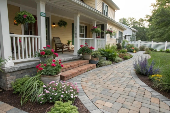 14+ Captivating Pavers Front Porch Ideas