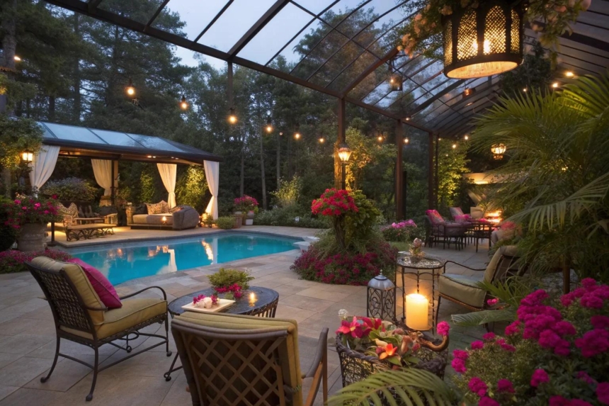9+ Inspiring Pool Enclosure Decorating Ideas