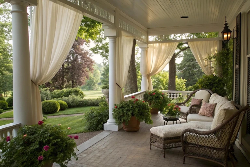 13+ Inspiring Porch with Curtains Ideas