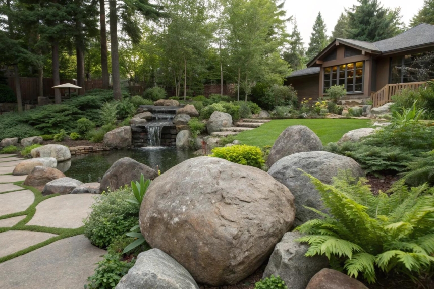 18+ Inspiring Large Boulder Landscaping Ideas