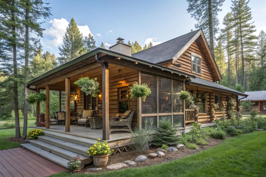 16+ Inspiring Log Cabin Screened Porch Ideas