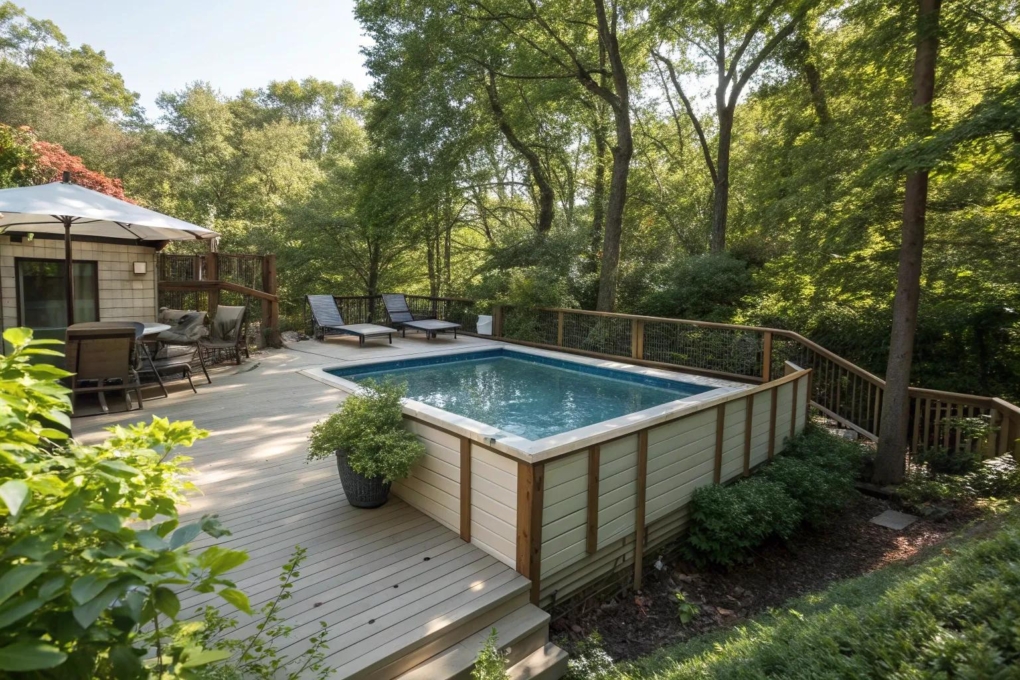 6+ Inspiring Semi Above Ground Pool Deck Ideas