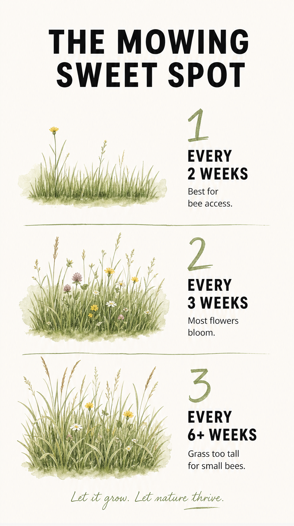 Chart showing the ecological impact of different lawn mowing intervals